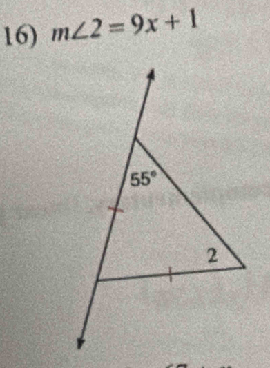 m∠ 2=9x+1