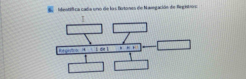 Identifica cada uno de los Botones de Navegación de Registros: