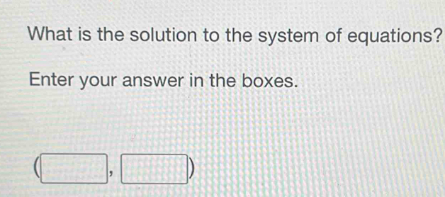 What is the solution to the system of equations? 
Enter your answer in the boxes.
(□ ,□ )