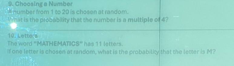 Solved: Choosing a Number A number from 1 to 20 is chosen at random ...