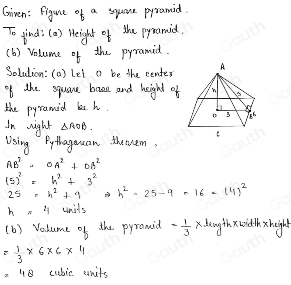 Solved: Here is a right square pyramid. Round answers in this problem ...