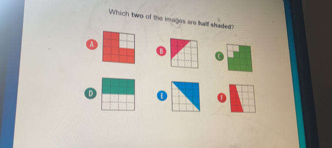 Which two of the images are half shaded?
A