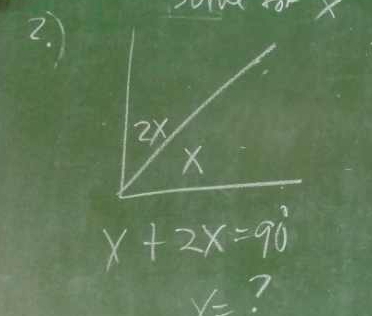 x+2x=90°
V= ?