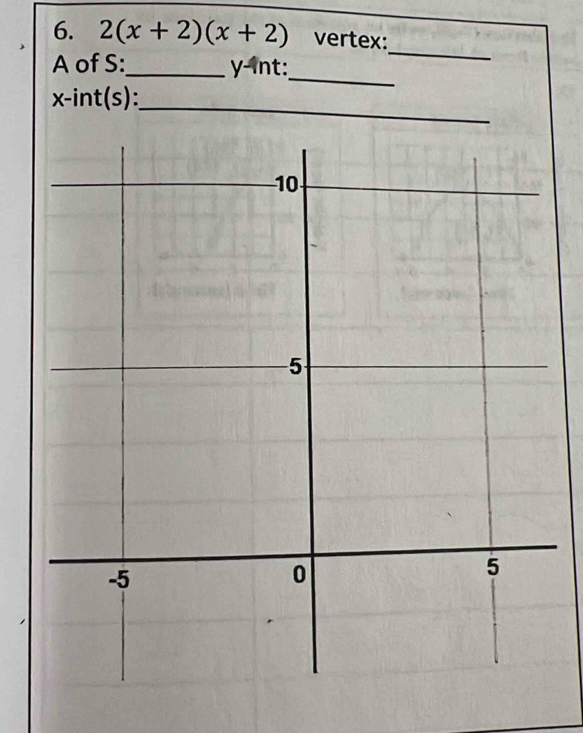 2(x+2)(x+2) vertex: 
_ 
A of S:_ y -int: 
_ 
_
x -int(s):