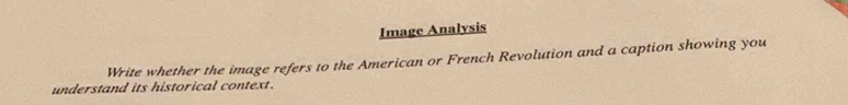 Image Analysis 
Write whether the image refers to the American or French Revolution and a caption showing you 
understand its historical context.