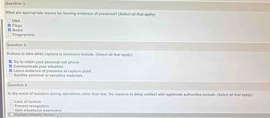 Solved: What are appropriate means for leaving evidence of presence ...