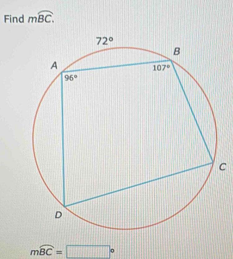 Find moverline BC.
C
moverline BC=□°