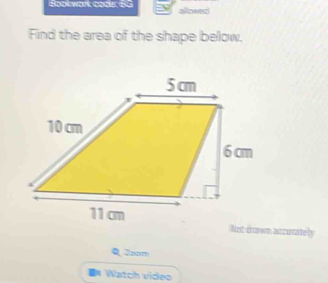 Solved: Bookwark code: 66 allowed Find the area of the shape below. Not ...