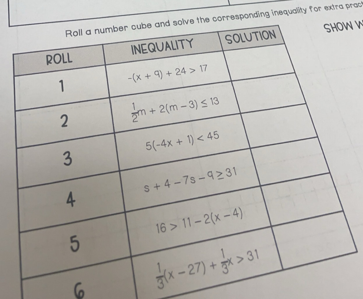 sponding inequality for extra prac
W
6