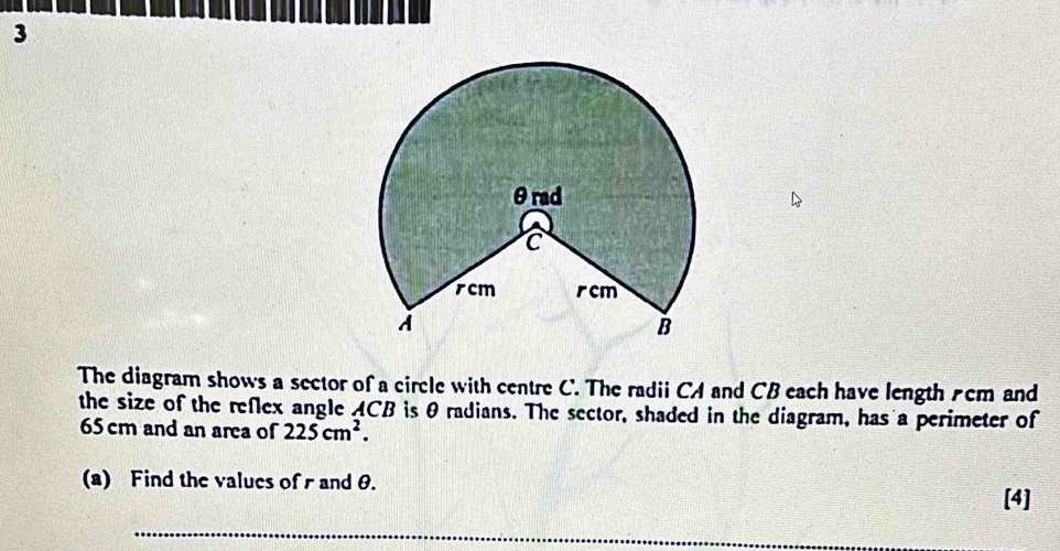 Solved: The diagram shows a sector of a circle with centre C. The radii ...