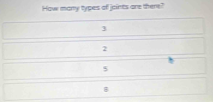 How many types of jaints are there?
3
2
5
8