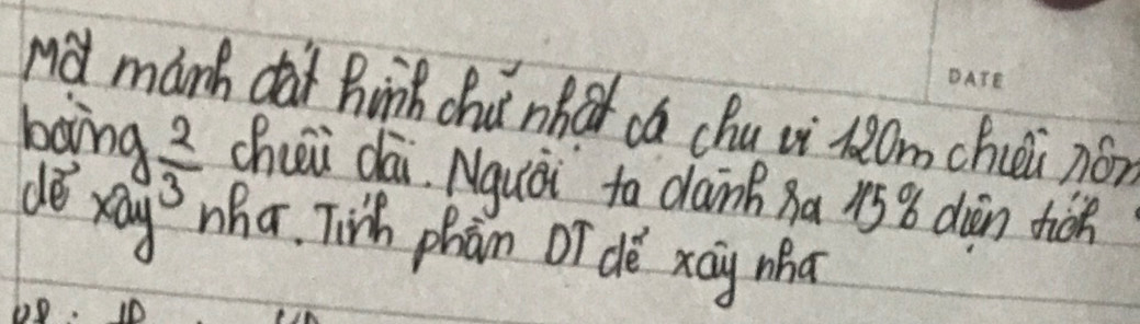 mà manh da hinh chúnhe cá chu ¢i lǎom chiéi nén 
baing  2/3  chāi dāi Nquái ta dain 8a 158 diàn thǒn 
děxa nha. Tih phàn of dé xay mhā