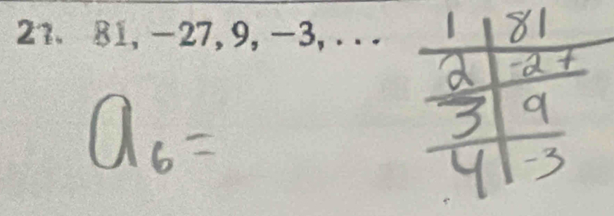 27. 81, -27, 9, -3,...