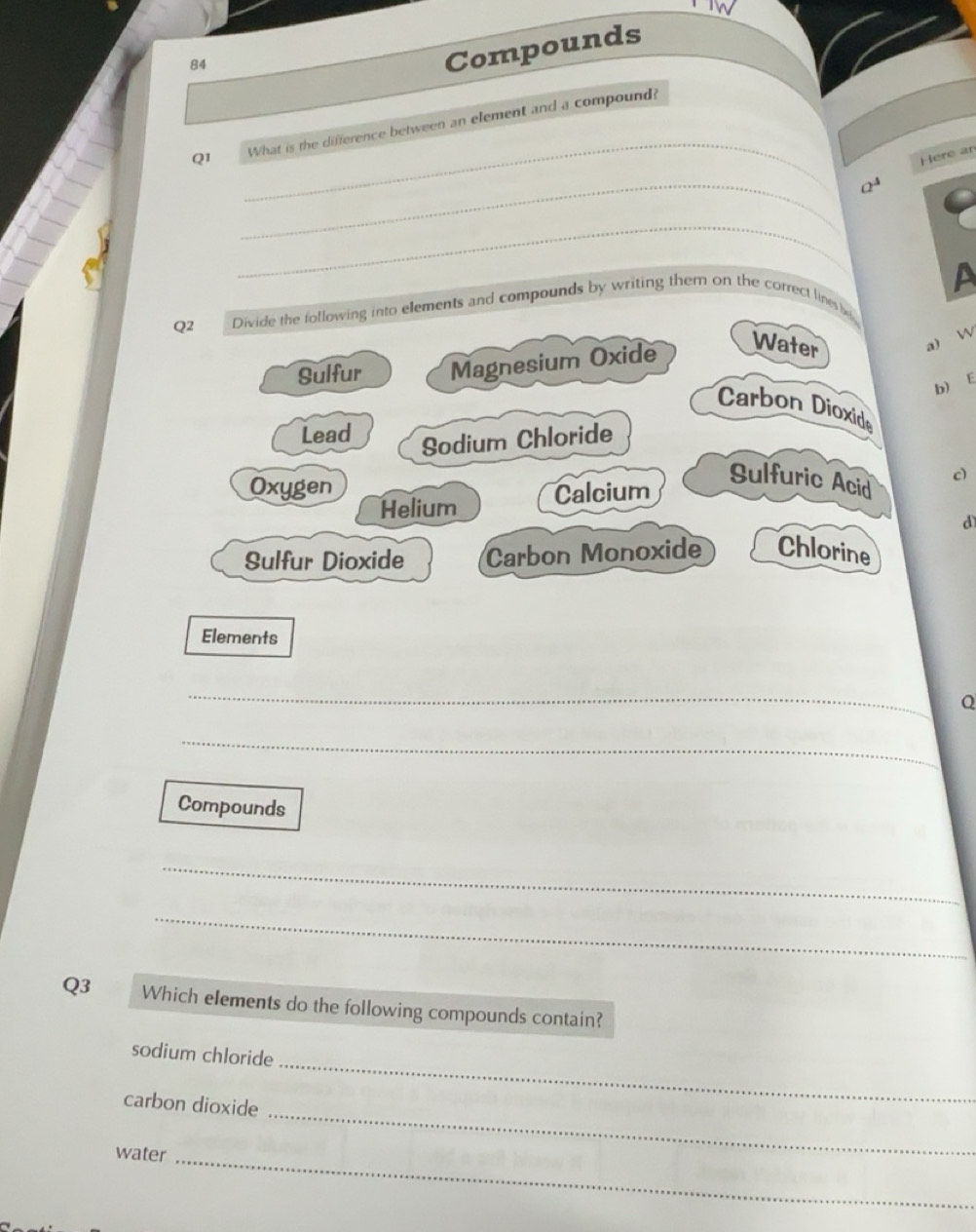 Solved: Compounds _ Q1 What is the difference between an element and a ...