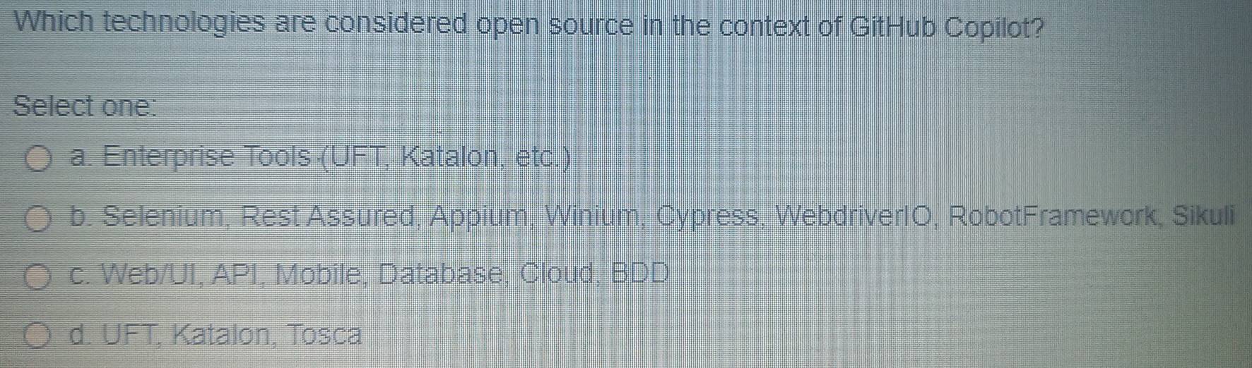 Solved: Which technologies are considered open source in the context of ...