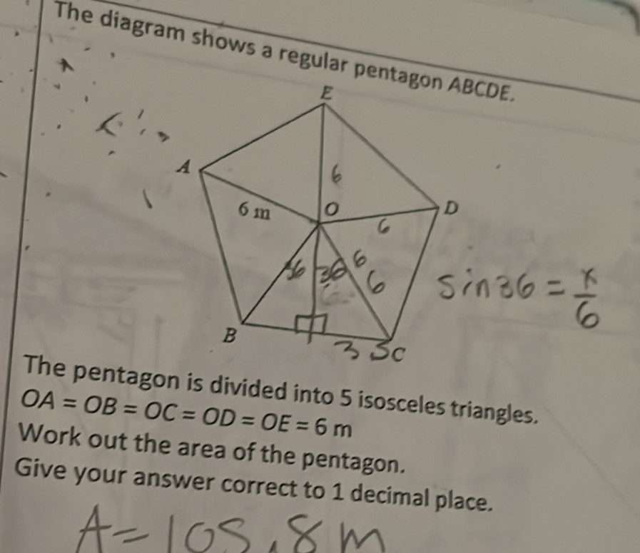 Solved: The diagram shows a regular pentagon ABCDE. The pentagon is ...