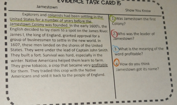 EVIDENCE TASK CARD 15 
Jamest