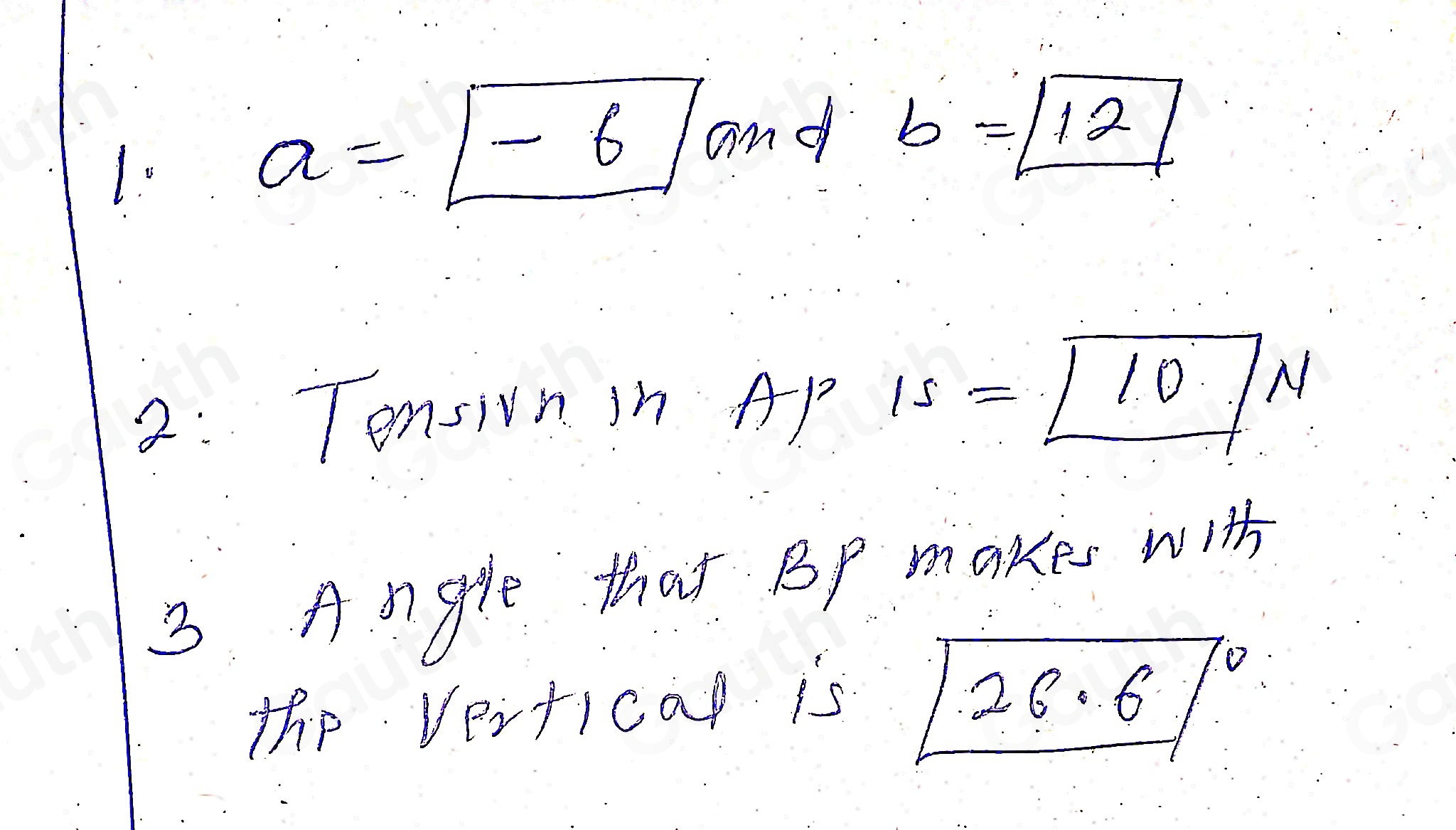 Solved: A particle P of weight 20 N is suspended by two strings AP and ...