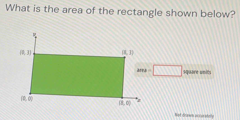 What is the area of the rectangle shown below?
area=□ squareunits
Not drawn accurately