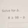 Solve far δ.
12x-
98-b