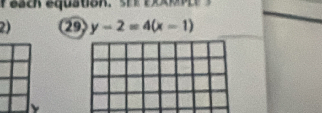 each equation.stE eXAMPe s 
2) 
29 y-2=4(x-1)