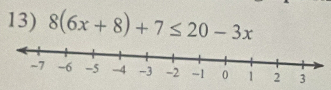 8(6x+8)+7≤ 20-3x