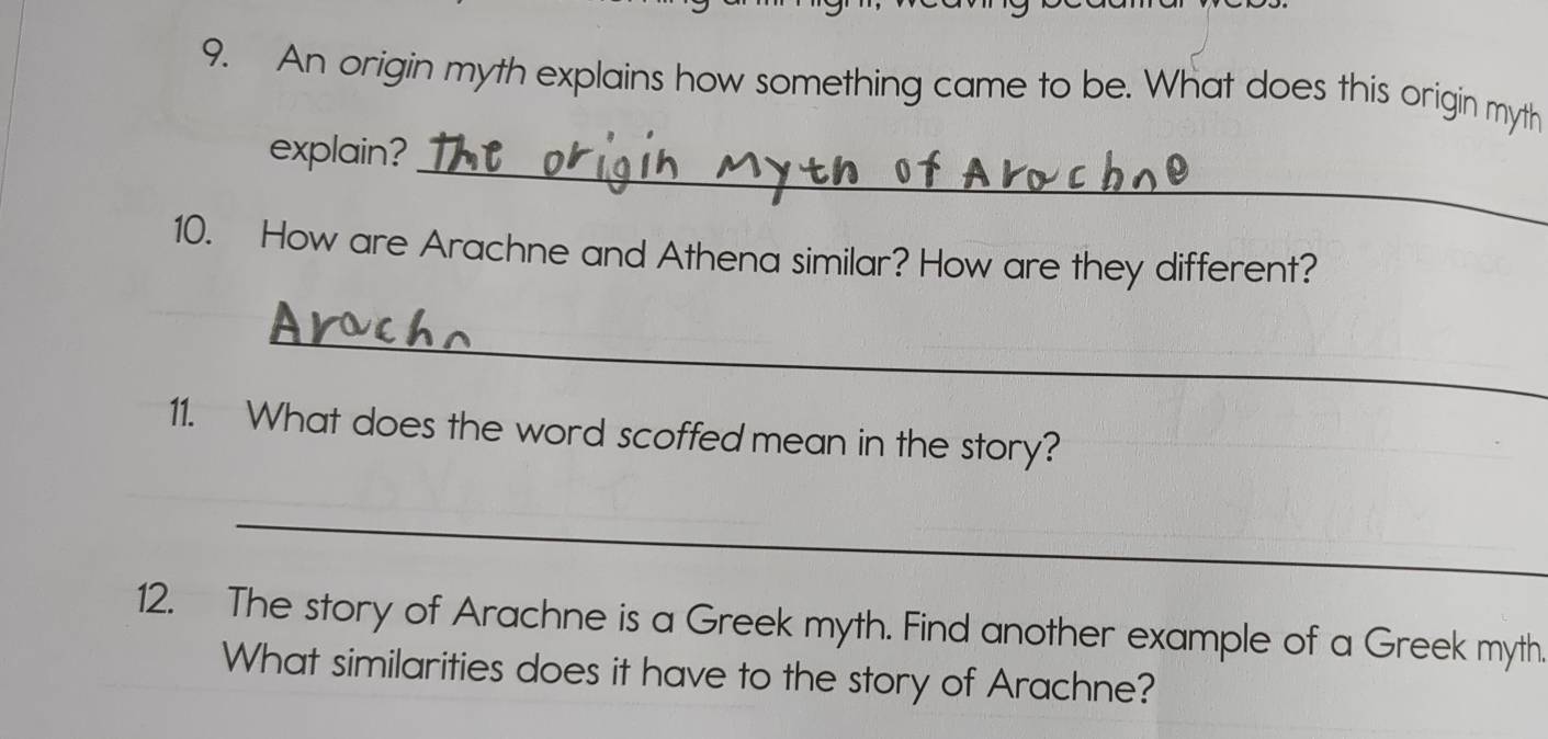Solved: An origin myth explains how something came to be. What does ...