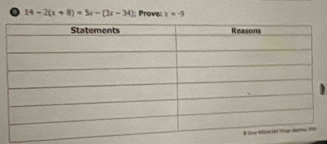 0 14-2(x+8)=5x-(3x-34); Prove: x=-9