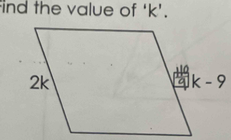 find the value of ‘k’.