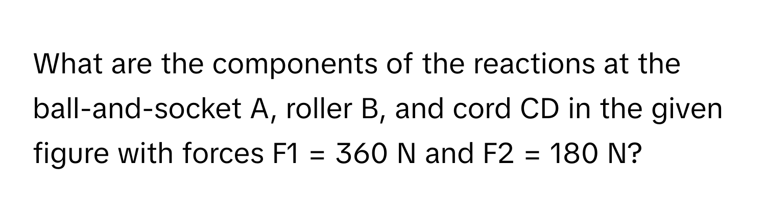 Solved: What are the components of the reactions at the ball-and-socket ...