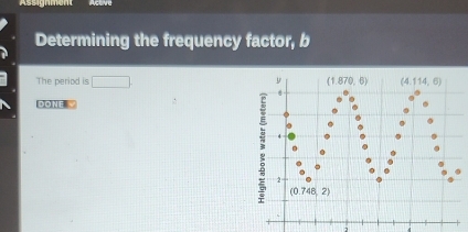 Assignment Active
Determining the frequency factor, b
The period is □ .
DONE Y ^