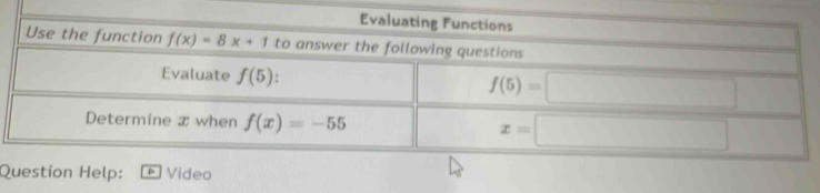 Qestion Help: Video