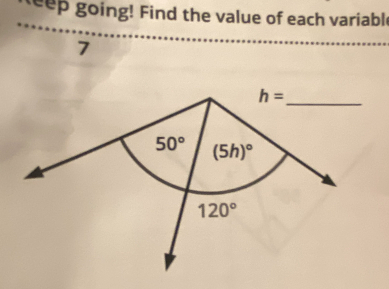 seep going! Find the value of each variable
7