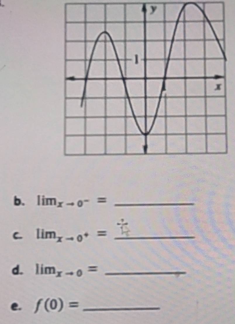 y
b. lim_xto 0^-= _ 
C. lim_xto 0^+= _ 
d. lim_xto 0= _ 
e. f(0)= _