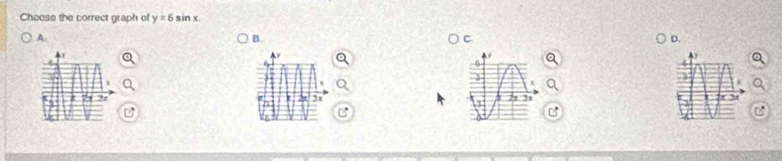 Choose the correct graph of y=6sin x
A 
B. 
C 
D.