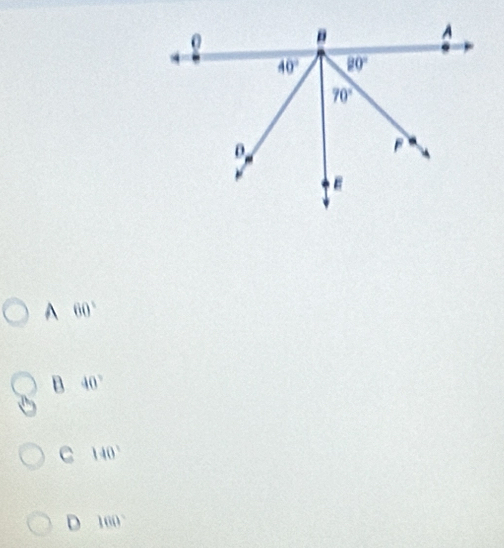 A 60°
B 40°
C 140°
D 100°