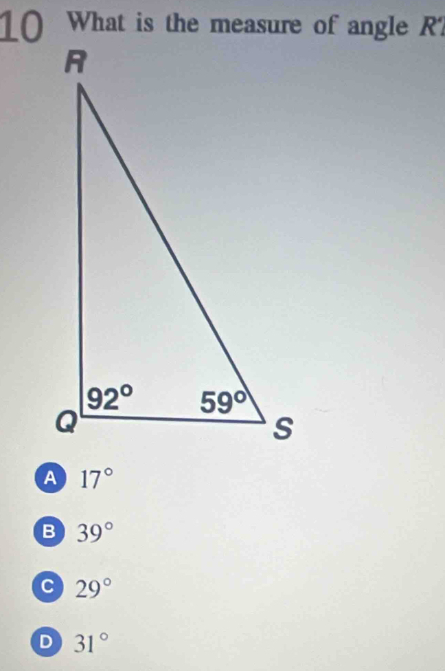 17°
B 39°
29°
D 31°