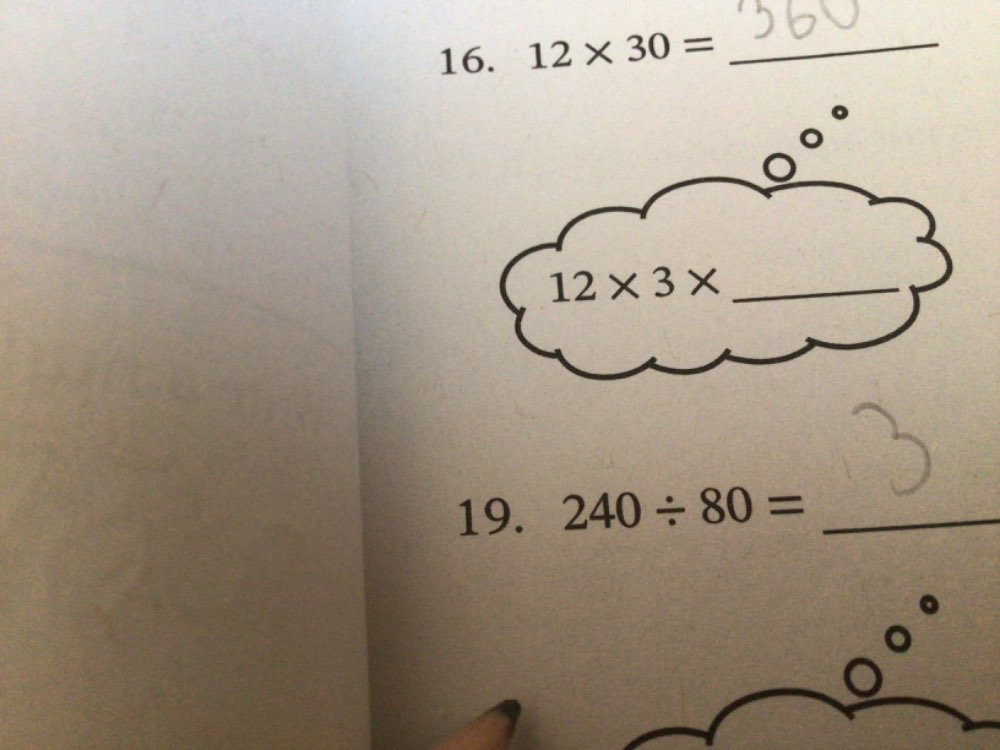 12* 30= _
19. 240/ 80= _