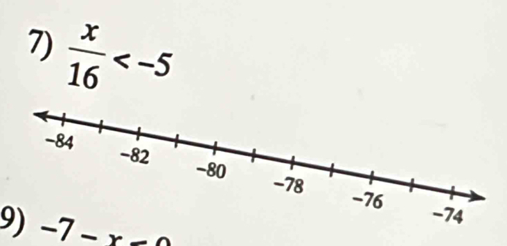  x/16 
9) -7-x