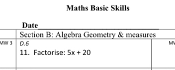 Maths Basic Skills
M