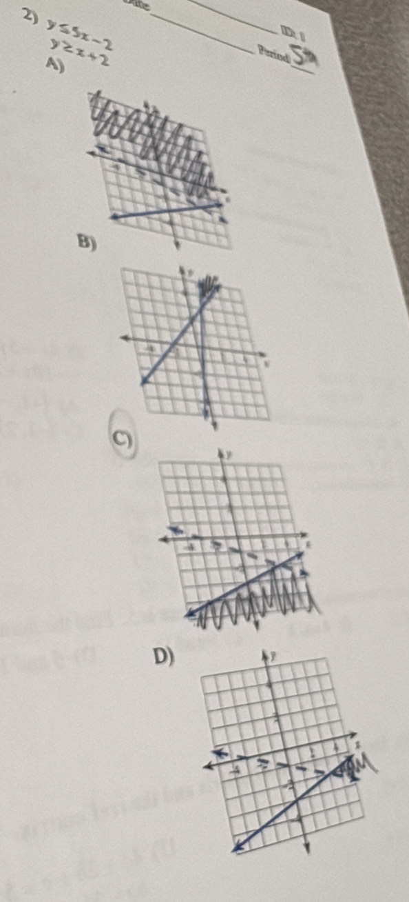 Date
_
D
2) y≤ 5x-2 y≥ x+2 _
Period
A
_
D)