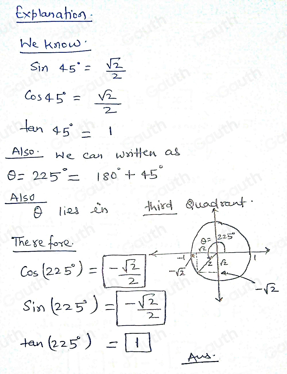 Solved: Use reference angles to find the sine, cosine, and tangent of ...