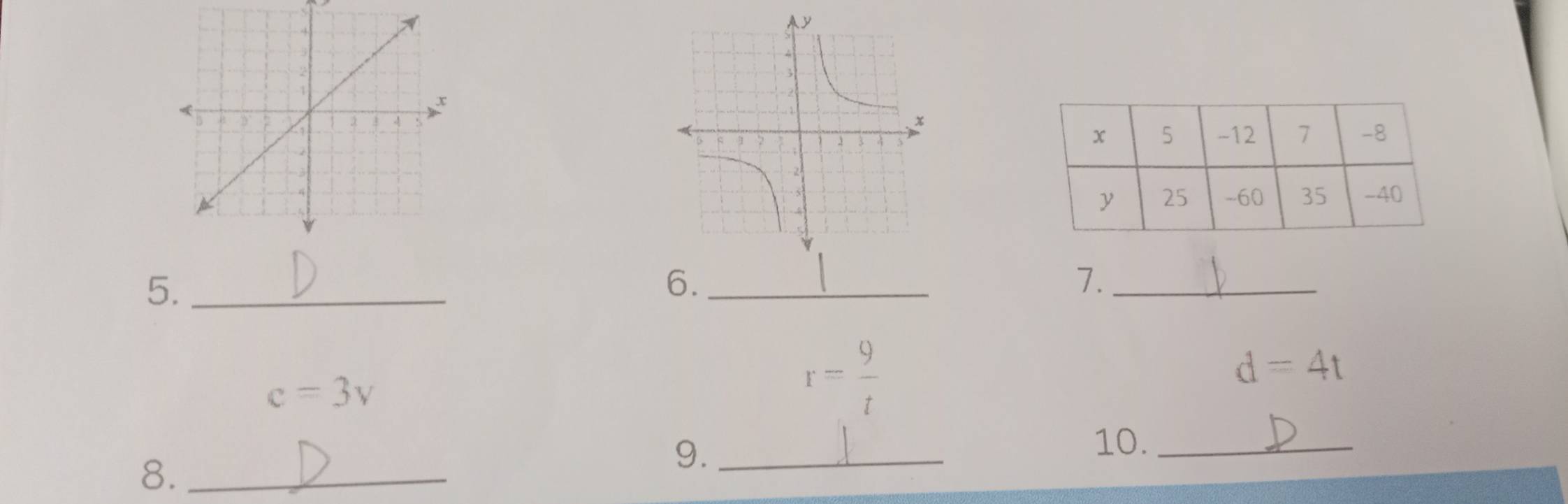 5._ 
6._ 
7._
d=4t
c=3v
r= 9/t 
10._ 
8._ 
9._