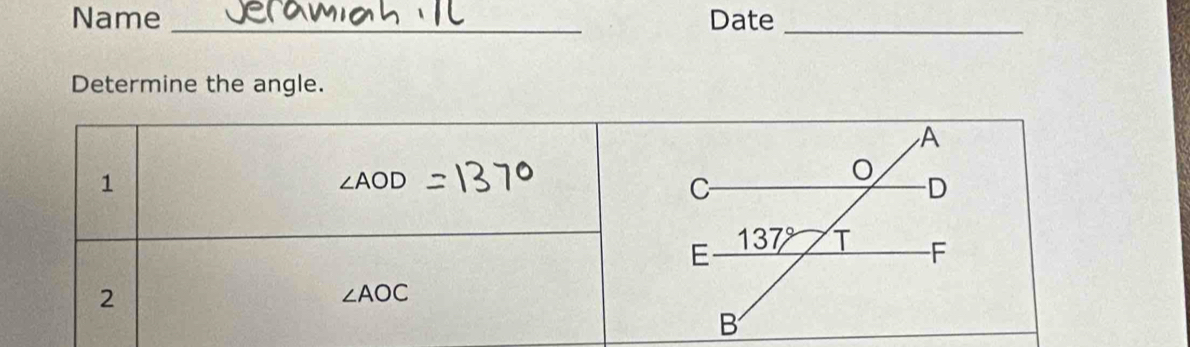 Name _Date_
Determine the angle.