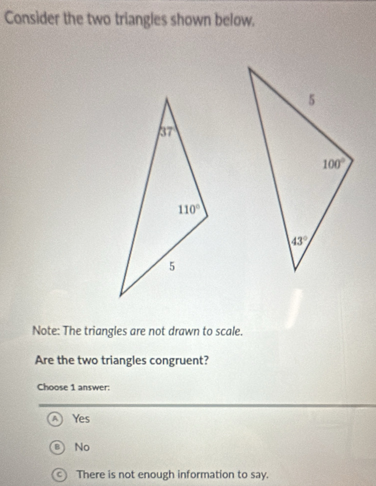 Solved: Consider the two triangles shown below. Note: The triangles are ...