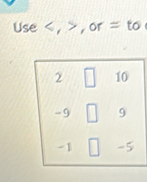 Use,or 3 = to