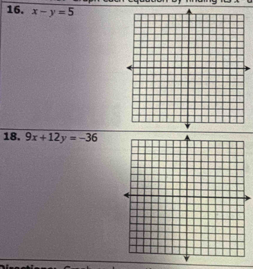 x-y=5
18. 9x+12y=-36