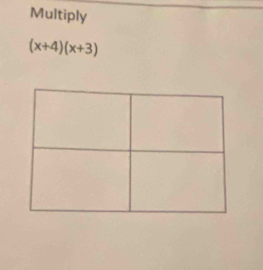 Multiply
(x+4)(x+3)