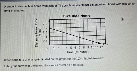 Solved: A student rides her bike home from school. The graph represents ...