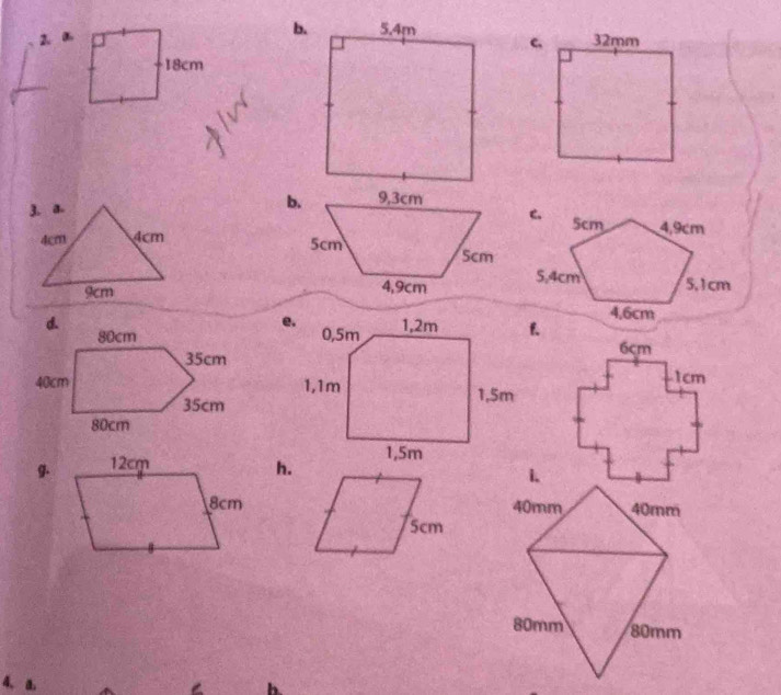 0b. 
b. 
3. a
4cm 4cm
9cm
g
h. 
4. a.